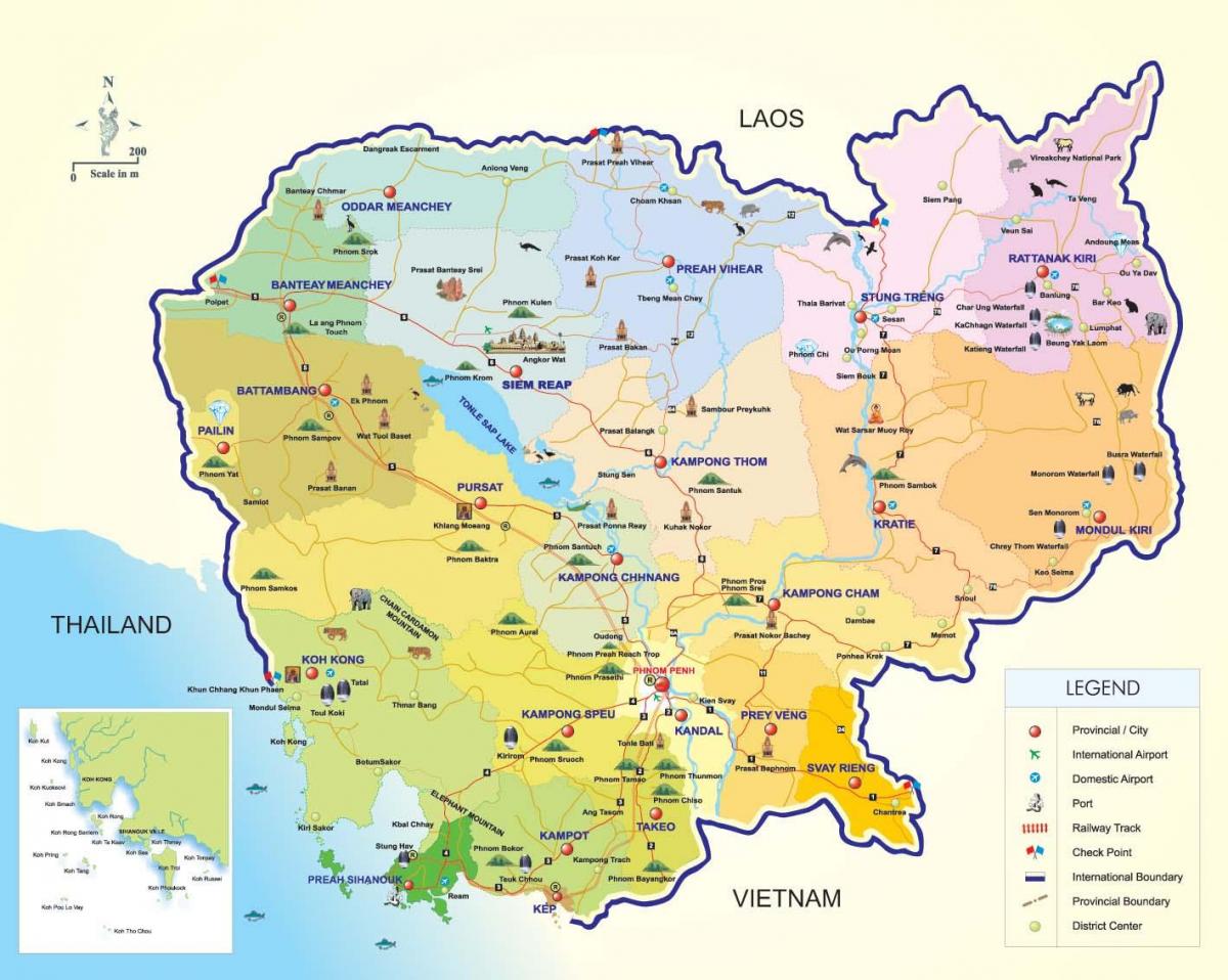 Mapa Kanbodiako aireportuetan