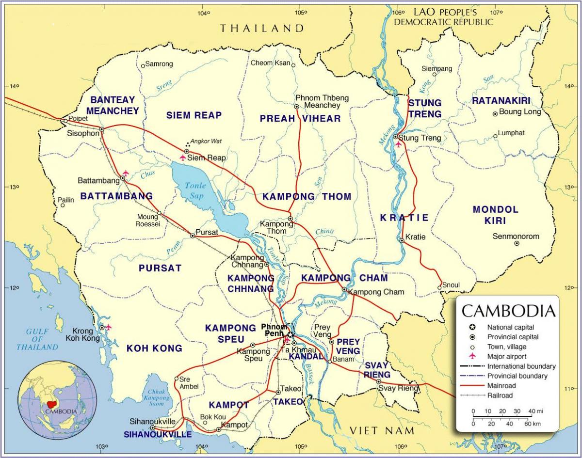 Mapa Kanbodiako errepidea