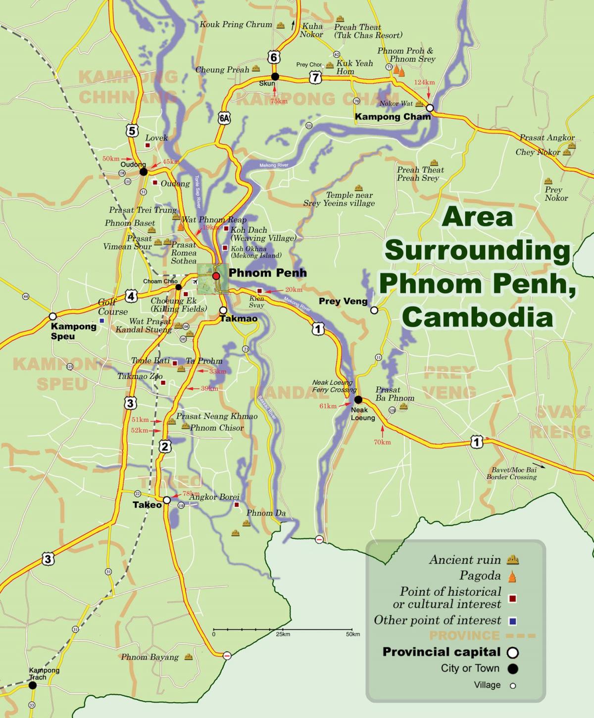 Mapa phnom penh Kanbodiako